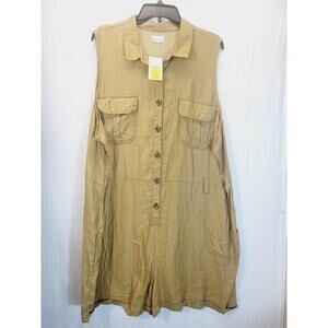 SO Womens Romper Jumpsuit 3x Tan Surplus Plus Size Outdoor One Piece